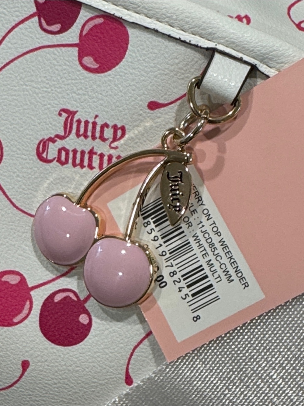 Juicy Couture Y2K Bag Pink Cherry On Top Logo Weekender Travel Duffle Bag NWT - Picture 16 of 17